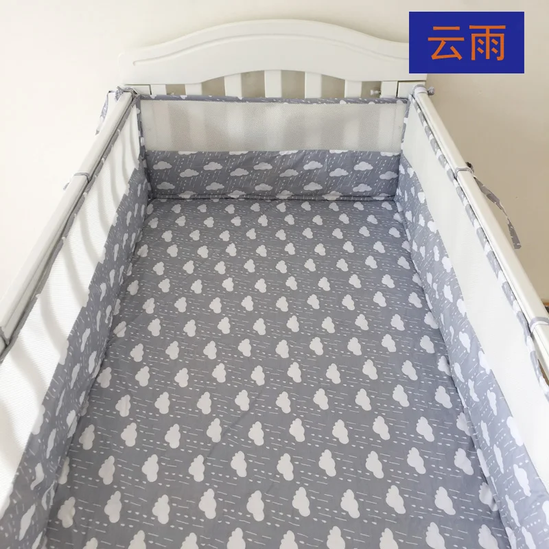 shenhuiseyunyu Антиколлизия цельная детская кроватка кровать бампер, 180*30 см детская защита для кроватки для новорожденных, безопасная детская кровать вокруг льняной кроватки забор - Цвет: shenhuiseyunyu