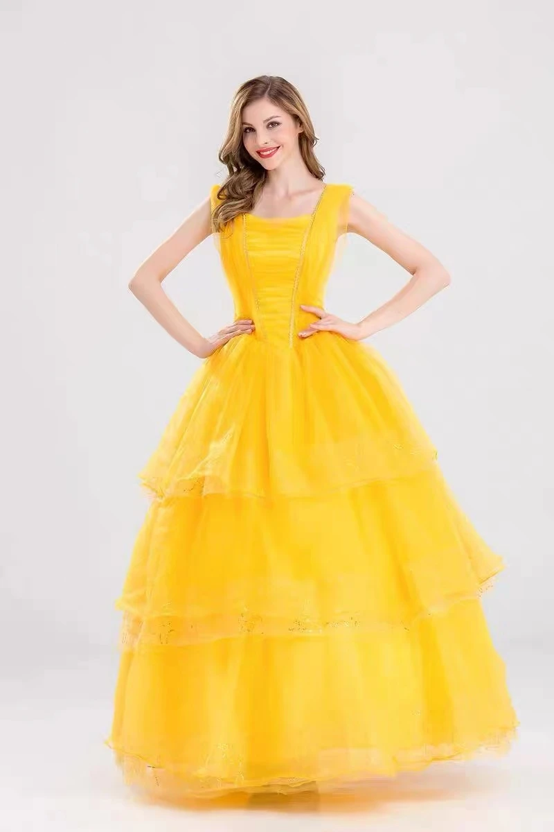 Vestido amarillo de La Bella y La Bestia para mujer, disfraz de la bella y  la acción en vivo, 2021|Disfraces de películas y TV| - AliExpress