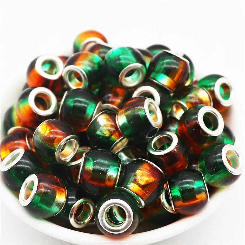 

10Pcs 13mm Small Size Glass Gradient Color Spacer Large Hole European Beads Charms fit Pandora Bracelet Chain for Jewelry Making