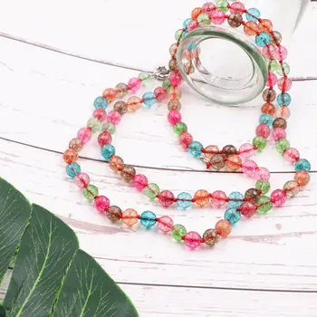 

New Multicolor Statement Necklace Women Tourmaline Crystal Stone Beaded Long Chain Necklaces Faceted Round Gift Jewelry 36" A955