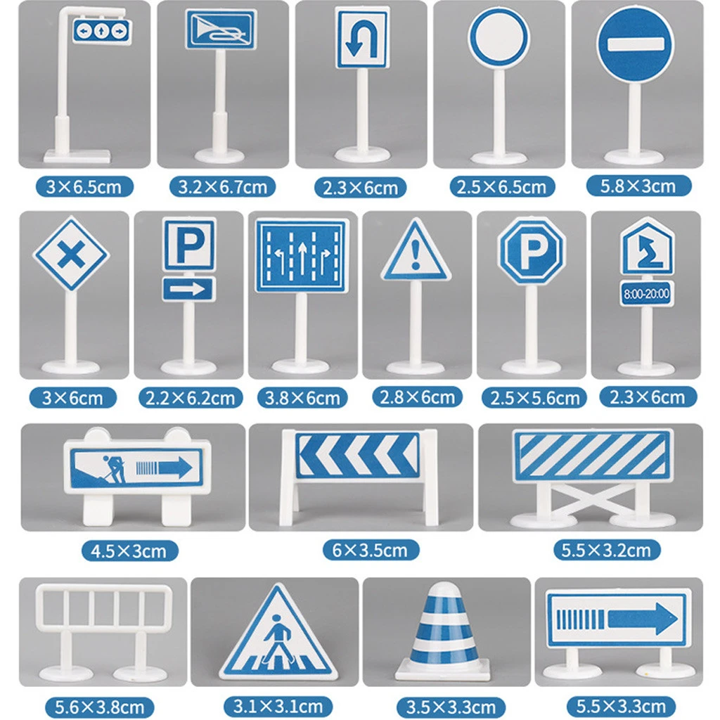 100X130 см игрушечный автомобильный коврик с картой, детский коврик для игровой зоны, коврик для городской дороги, зданий, парковки, карта игры, сцена, карта, складные развивающие игрушки - Цвет: 18pcs Road Signs