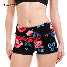 Новые женские шорты с цветочным рисунком для йоги S до 4xL, большие размеры, черные, розовые, с принтом, для занятий йогой, для занятий спортом в спортзале, черные, синие шорты, 3 узора