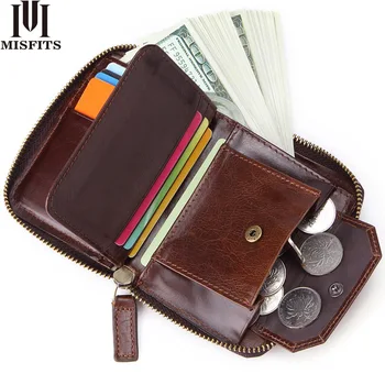 

MISFITS Classic Style Genuine Leather Men Clutch Bag Short Male Holder Coin Purse Money and Cards Wallets Free Shipping