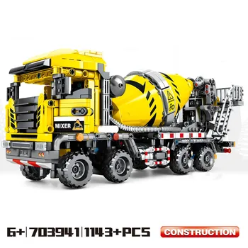 

City Vehicle Concrete Truck Compatible Legoing Technic Kran Bagger Construction Moc Engineering Model Building Bricks Blocks toy