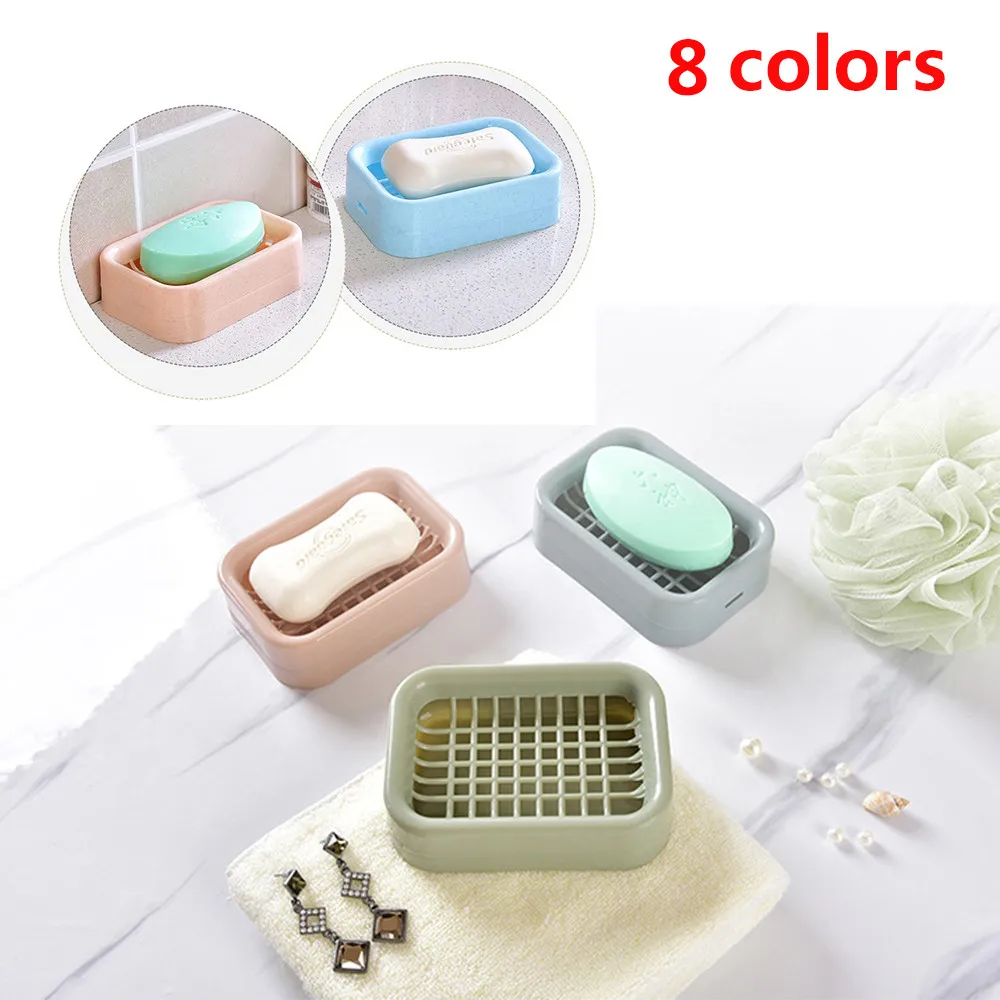 

8 Colors Brand New Travell Plastic Soap Dish Box Case Holder Bathroom Tray Accessories Box Shelf Wall Dishes Hot Sale 2019 #13
