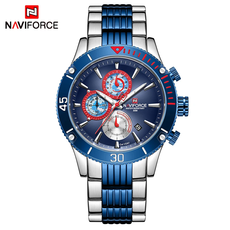 NAVIFORCE мужские часы Топ бренд большой циферблат спортивные часы мужские Роскошные Кварцевые наручные часы хронограф мужские часы Relogio Masculino