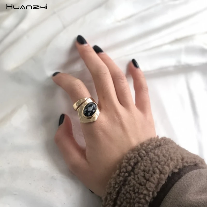 Новинка 2019 простое винтажное металлическое кольцо HUANZHI с жемчугом и искривлением