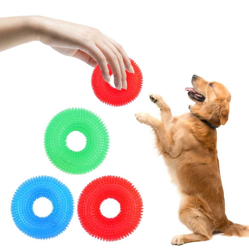 

TPR Chew Pet Toys For Golden Retriever Large Dogs Training Funny Chew Thorn Circle Ring Small Dog Interactive Toys