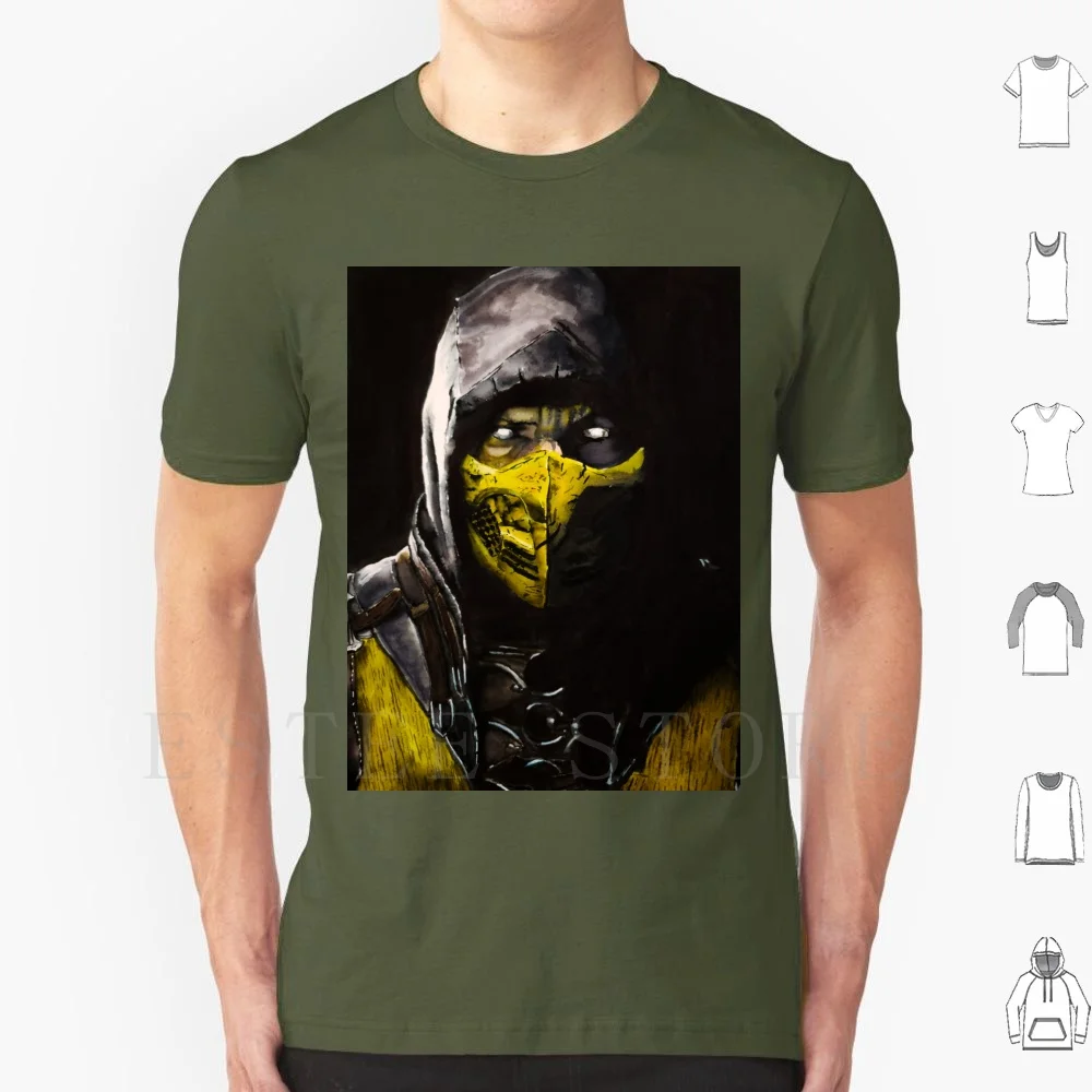 Acquerello Mkx Scorpion T Shirt Cotton Men Diy Print Mortal Kombat Mortal Kombat Mix Mk11 Mortal Mortal Kombat Scorpion Sub