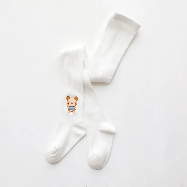 white SLKMSWMDJ/осень-зима, новые детские колготки с двойной вышивкой, милые леггинсы с героями мультфильмов для девочек, танцевальные 6 цветов - Цвет: white