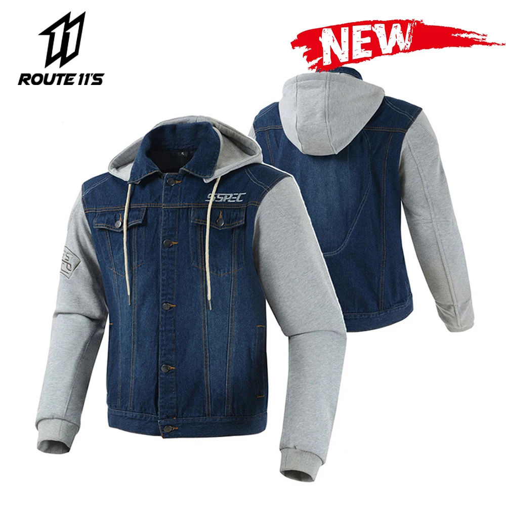

SSPEC Motorcycle Jacket Men Denim Jacket Moto Jacket Motocross Motorbiker Riding Jackets Body Armor Hoodies Moto Protection