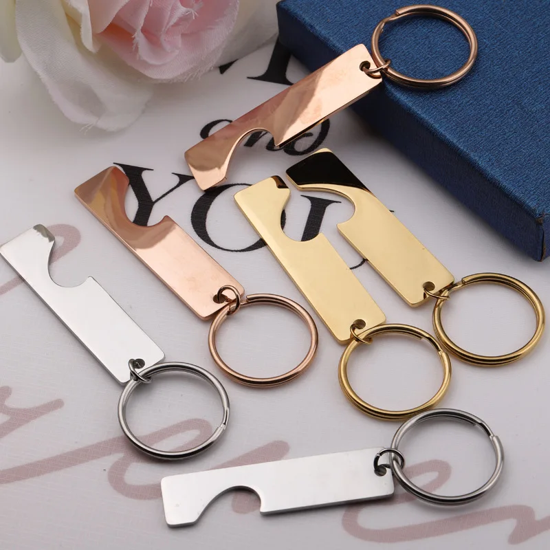 100 Stainless Steel Puzzle Keychain Blanks For Engrave Gold/rose Gold