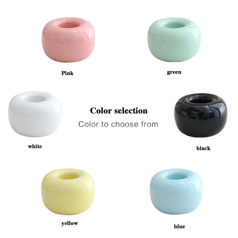 Multifunction Novel Donut Ceramic Toothbrush Holder Candy Color Base Frame Storage Rack Bathroom Shower Tooth Brush Stand Shelf