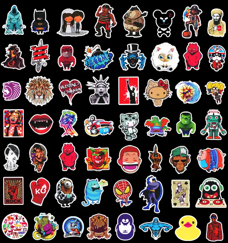 

NEW 100 Pcs Spiderman Famous Cartoon Stickers for Car Laptop Notebook Decal Fridge Skateboard Waterproof Kids Toys DIY Decals