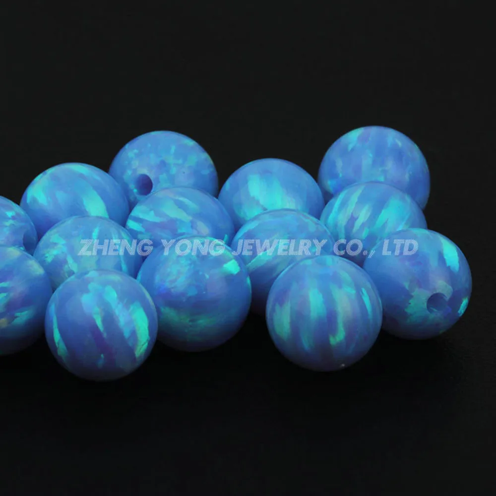 2mm to 8mm Light Blue Color Ball Cut Lab Created OP06 Opal Beads for Making Jewelry