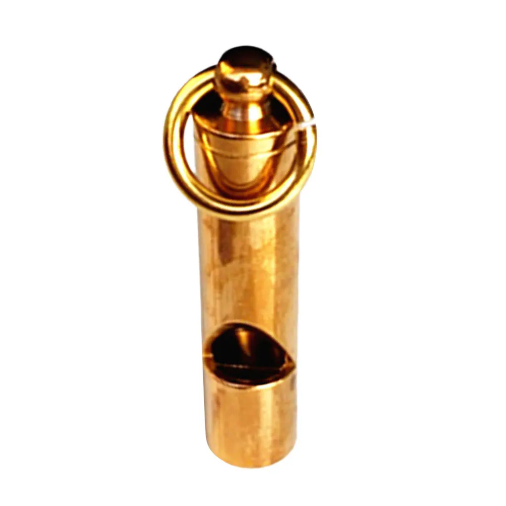 Brass Whistle, Outdoor Survival Whistle Tool Key Ring Pendant for Climbing Hiking Fishing Diving