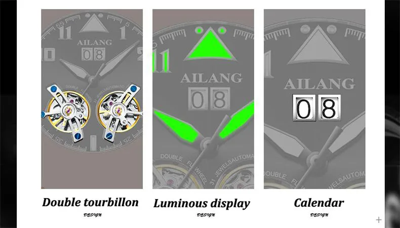 Часы с двойным турбийоном AILANG, Мужские автоматические часы, модные мужские механические наручные часы с кожаным ремешком, мужские часы