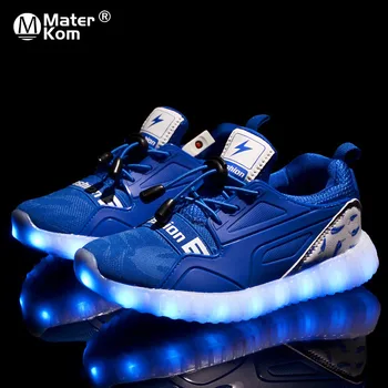 

Size 26-37 Kids Luminous Sneakers Girl Led Light Up Shoes Boy USB Charging Glowing Sneakers Children Wear-resistant Casual Shoes