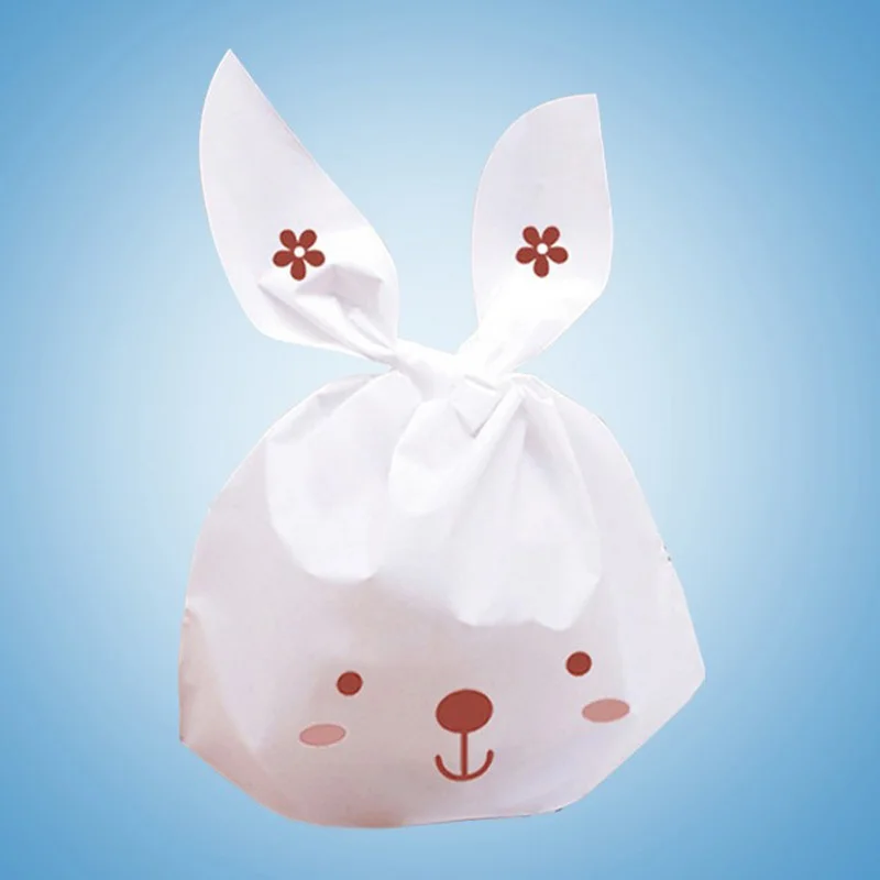 

20pcs Cute Long Ears Rabbit Bag Small Cookie Baking Bake Biscuit Candy Bags Treat Snack Party Favor Gift Bag Wedding Decoration