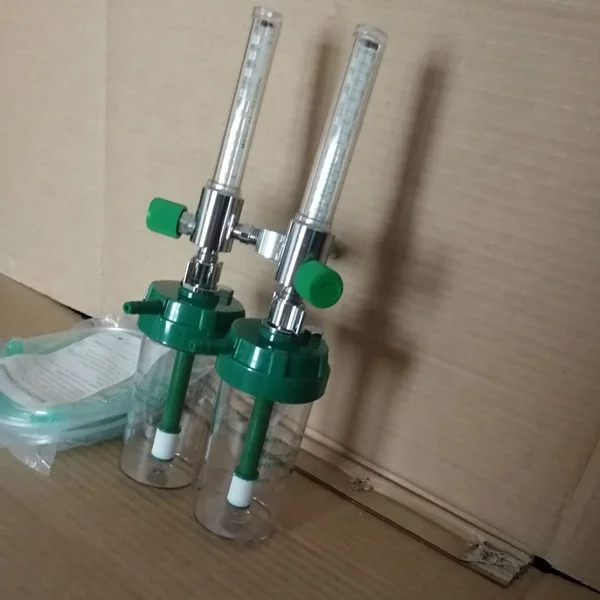 

Hospital use Double oxygen flowmeter with DIN adapter