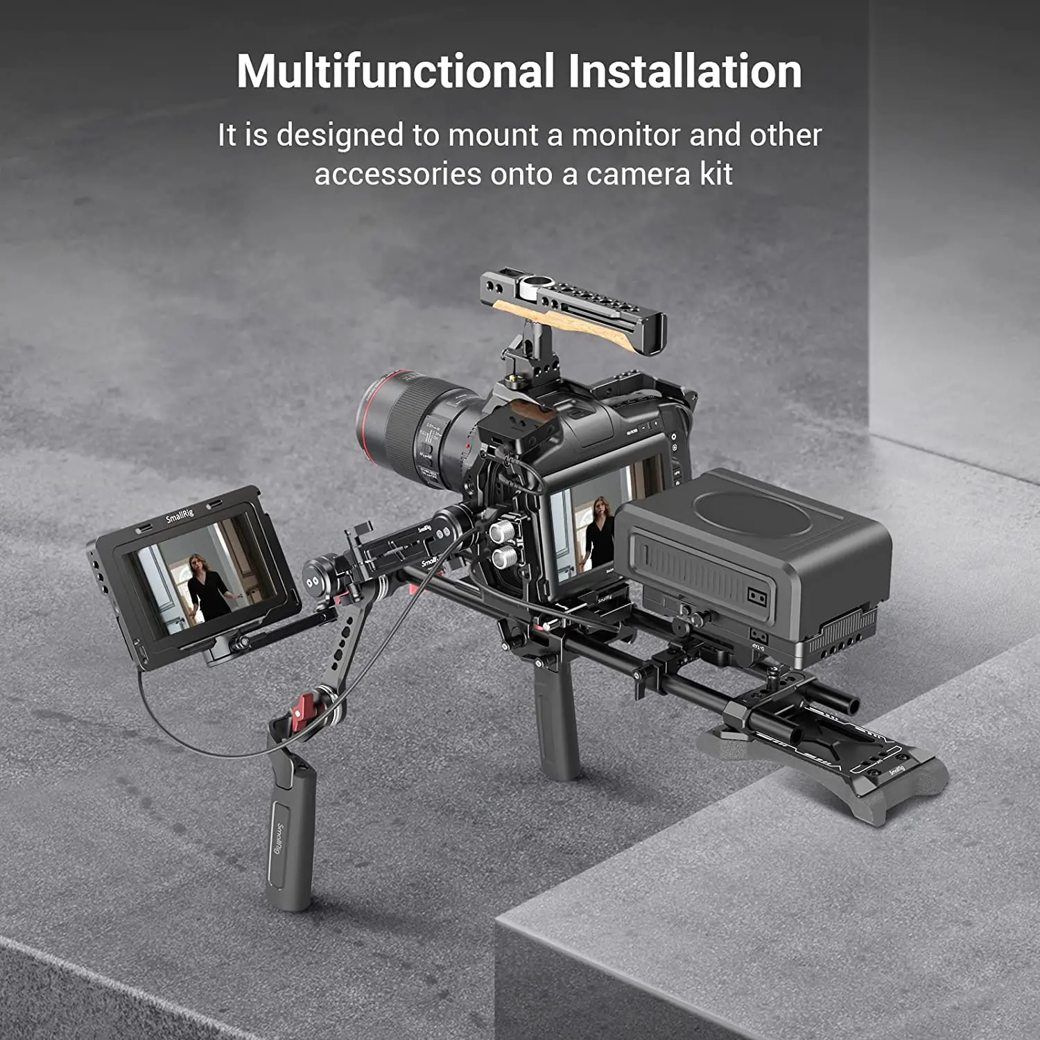 NATO 클램프가 있는 SmallRig 조정 가능한 EVF 마운트는 캐논 유니버설 카메라 액세서리 MD3507용 니콘용 용 모니터를 지원합니다.