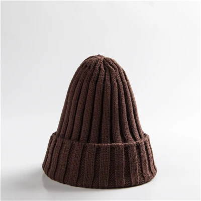 Dark Coffee Зимние шапки, шапки бини, вязаные шапки Skullies, теплые женские шапки унисекс из хлопка для женщин - Цвет: Dark Coffee