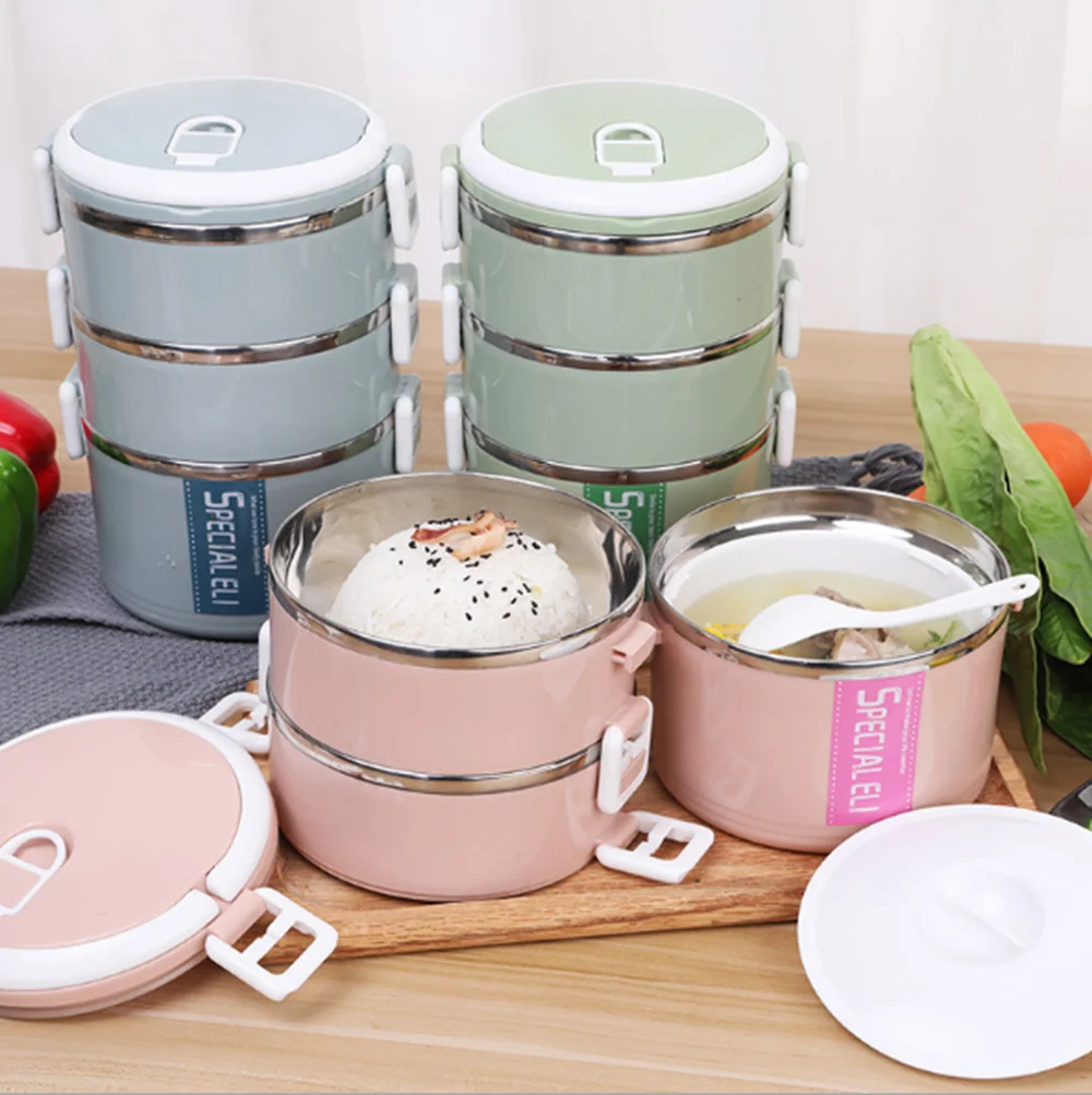 Promotion Portable Stainless Steel Multi 1-4 Layer Large Stainless Steel Food Container Storage Thermos Kids Adult Lunch Box