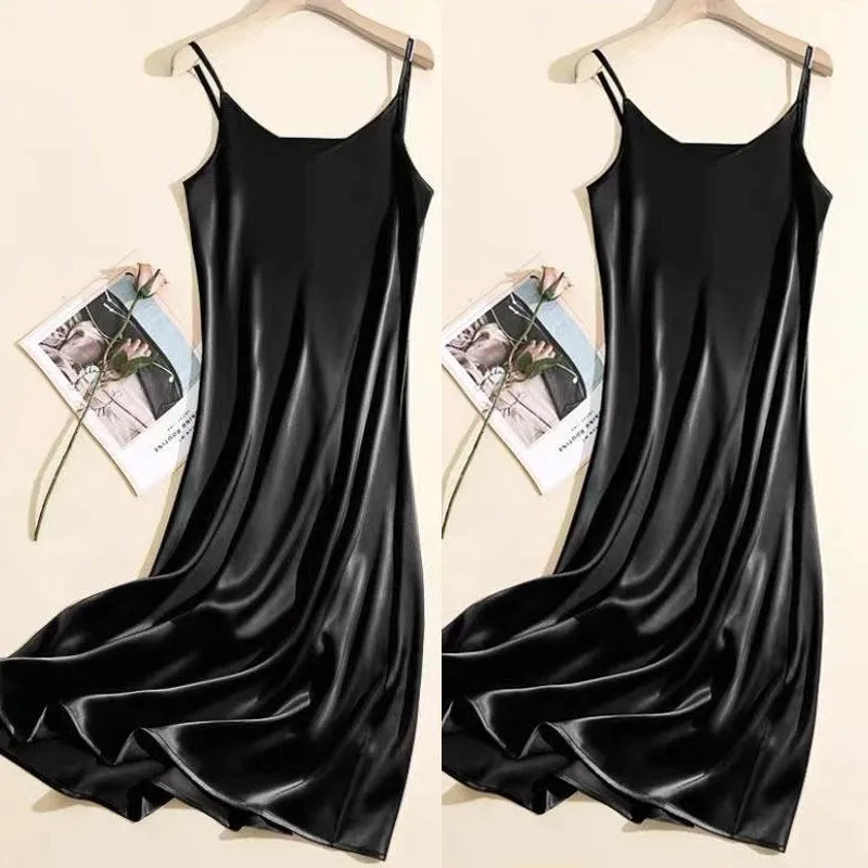Satin Sexy Nightgown Nightie Women Nightdress Sleepwear Spaghetti Strap Nightwear Homewear Casual Home Dress Intimate Lingerie women lingerie women nightgowns women nightdresses sleeping dress