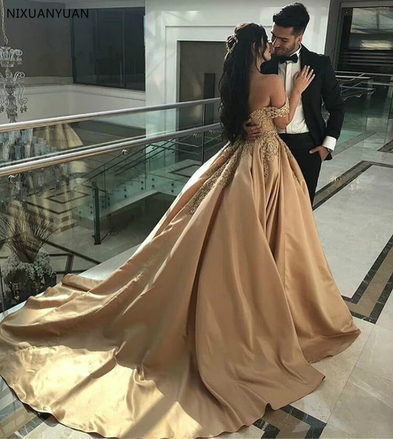 Luxe Satin Ballgown Multiway Infinity Dress in Gold | ModelChic