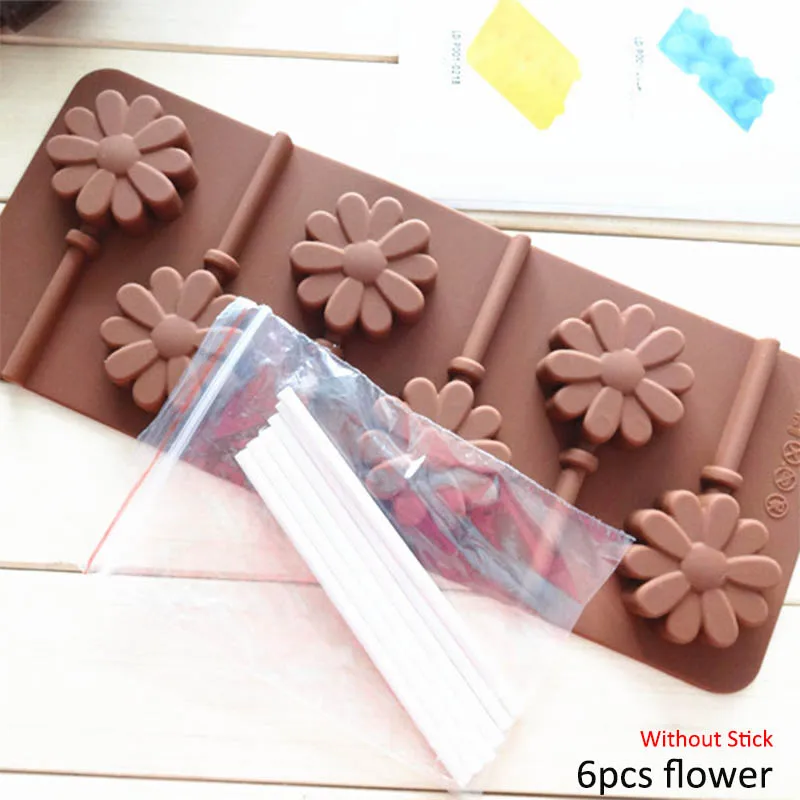 6pcs flower 1 шт. силиконовая форма для печенья, кухонные гаджеты, форма для леденца, пищевая форма, инструменты для украшения торта, аксессуары для выпечки DIY - Цвет: 6pcs flower