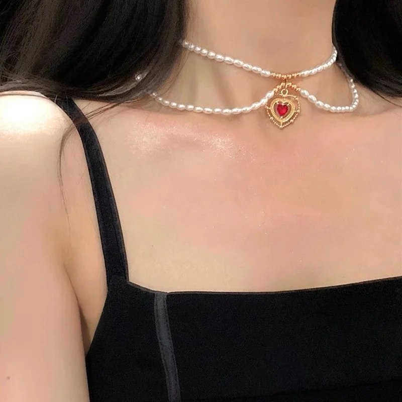 韓国ブランドHei★芸能人着用_love pearl heart necklace_2色 韓国ブランドHei☆芸能人着用_love pearl heart necklace_2色