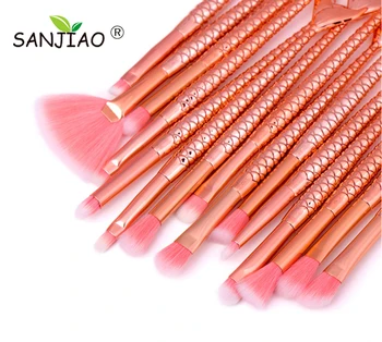 

mermaid shape Makeup Brushes Professional 15 pcs Natural Make Up Brushes Set Foundation Powder Contour Eyes Blending