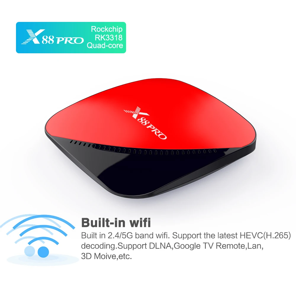  4K TV Box Android 9.0 4GB RAM 64GB ROM Google Voice Assistant X88 PRO RK3318 Quad core Wifi Youtube