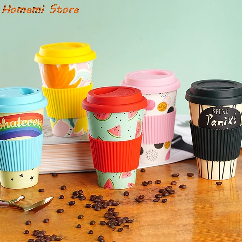 500ML Water Cup Eco Friendly Bamboo Reusable Travel Cup Outdoor Portable Mug Tea Coffee Cup Water Juice Mug With Lid For Gift