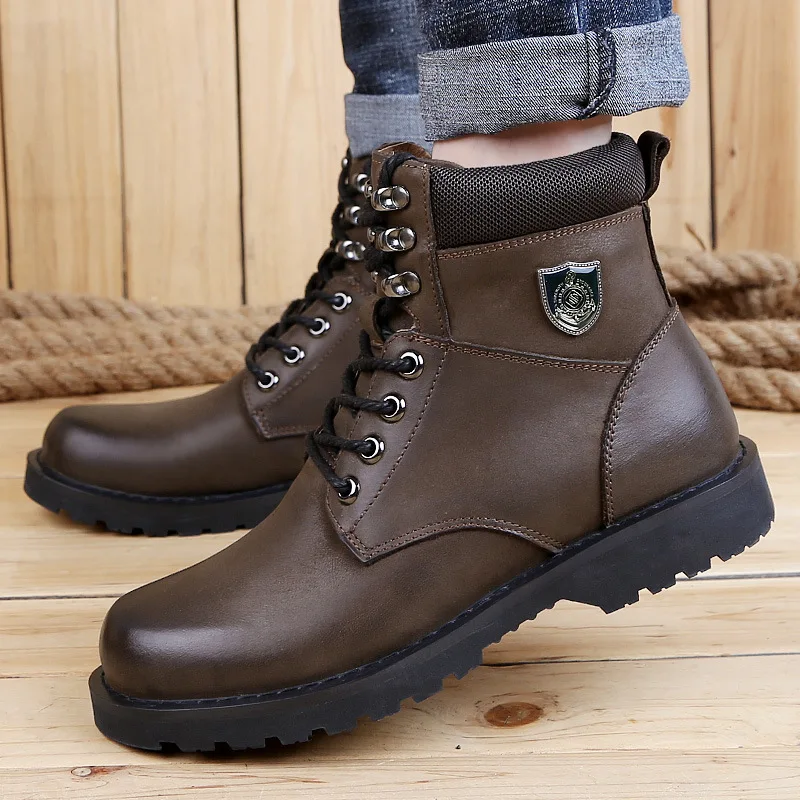 

Large Size MEN'S Leather Shoes Casual Versatile British Style plus Cotton Martin Boots
