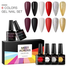 MEET ACROSS 8 мл Гель-лак для ногтей чистый цвет Полупостоянный лак для ногтей для маникюра 6 шт. УФ светодиодный Гель-лак для нейл-арта