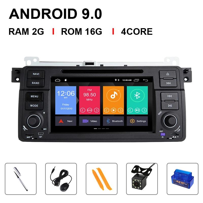 Xonrich 1 Din Android 9,0 Автомобильный DVD плеер для BMW E46 мультимедиа M3 318/320/325/330/335 Rover75 купе gps Navigation4GB - Цвет: 4 Core 16 ROM OBDCam