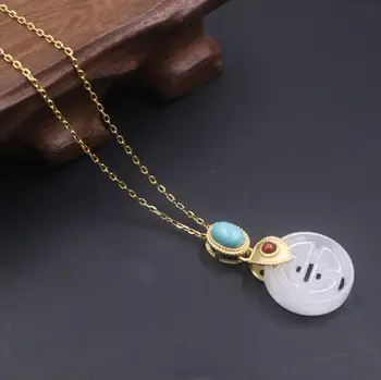 

Real S925 Silver Hetian Jade Pendant For Women Female Charms Longevity Round Unique Baby Simple Elegant Pendant