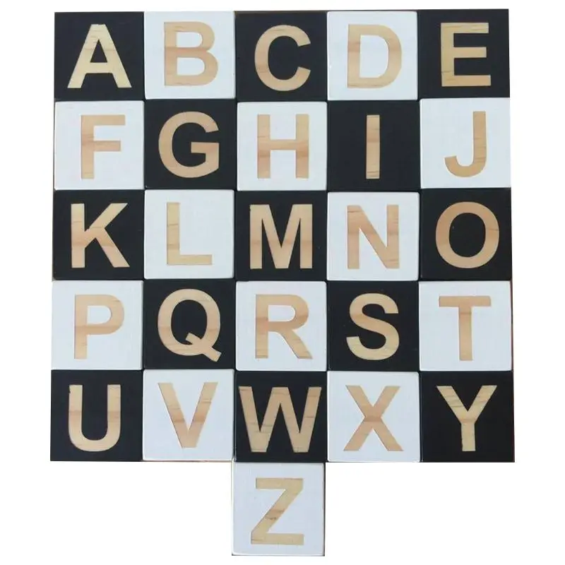 

2019 1 Set Wedding Club Decoration 26 English Alphabet Square Black White Cube Block Kids Children Photography Props