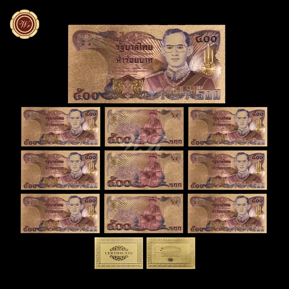 10pcs500(1992 year) Новая золотая банкнота 2004 года Золотая банкнота королева Sirikit 72-й юбилей Золотая фольга банкнота 100 БАТОВ для коллекции - Цвет: 10pcs500(1992 year)