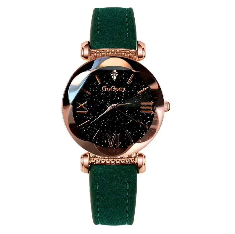 Gogoey женские часы роскошные женские часы Звездное небо часы для женщин Мода bayan kol saati алмаз Reloj Mujer - Цвет: Зеленый