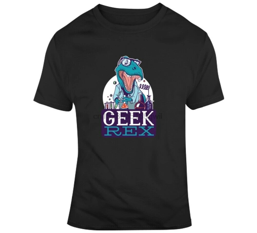 Забавная футболка с динозавром из мультфильма Geek Nerd Rex | Мужская одежда