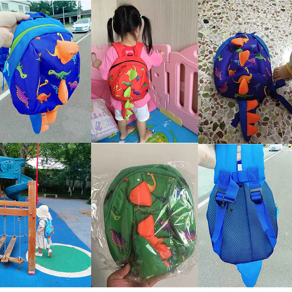 Cute girls bag Dinosaur Children Anti-lost Link Backpack Kindergarten School Bag with Leash kid Schoolbag Walking Strap Leashes