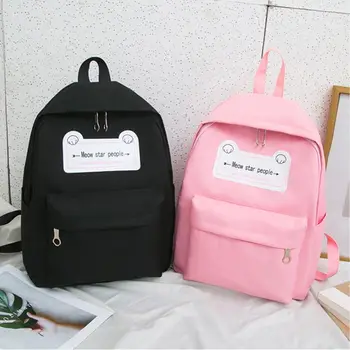 

4pcs/Set Casual Backpacks Canvas Shoulder Schoolbags with Purse Pencil Case for Girls Teenager
