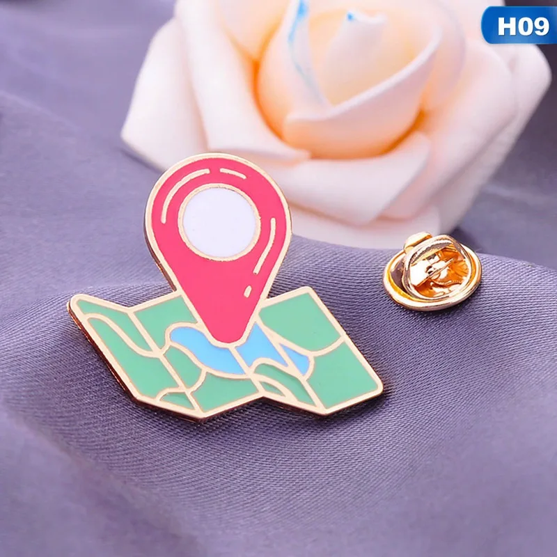 Модный Симпатичный Самолет автобус багаж брошь металлическая брошь с эмалью булавка для женщин девочек мальчиков ювелирные изделия Костюм брошь для одежды аксессуары - Окраска металла: H09