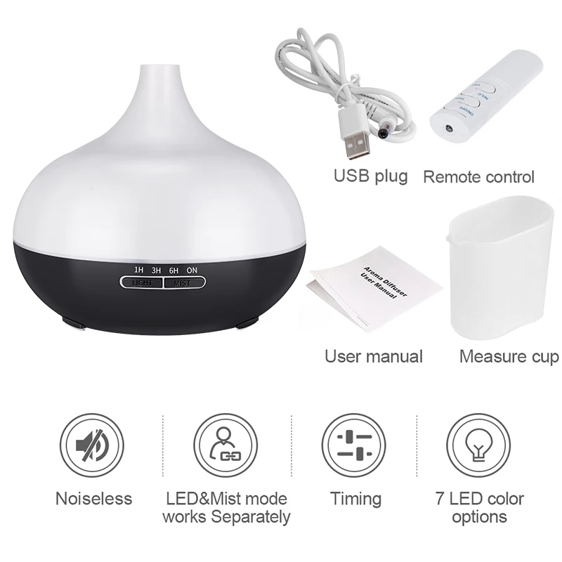 Kbaybo 550 мл USB Арома диффузор увлажнитель воздуха с 7 цветов Изменение светодиодный свет USB холодный туман производитель очиститель воздуха для офиса дома