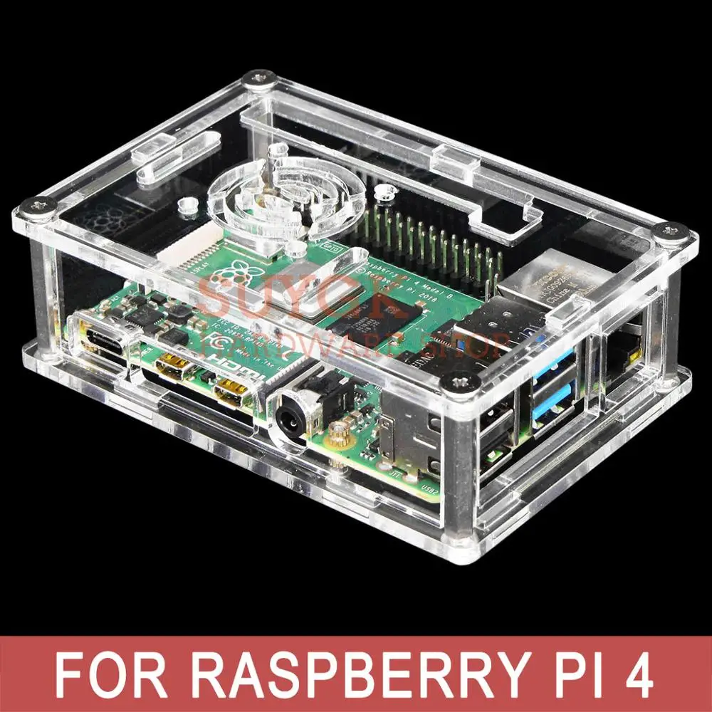 

4 colors option Raspberry PI 4 CASE BOX PMMA acrylic enclosure for PI4 Model B 1GB/2GB/4GB plastic housing shell cover