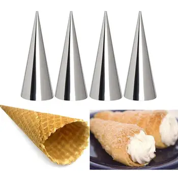 

10pcs Stainless Steel Pastry Cream Horn Molds Croissant Molds Conical Cone Pastry Cake Cream Baking Coil Tool Horn Mold for Home