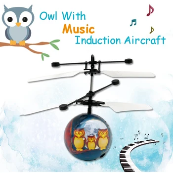 

Infrared Induction Drone Flying Flash LED Lighting Ball Helicopter Child Kid Toy Gesture-Sensing USB Charging (Singing Owl)(no r