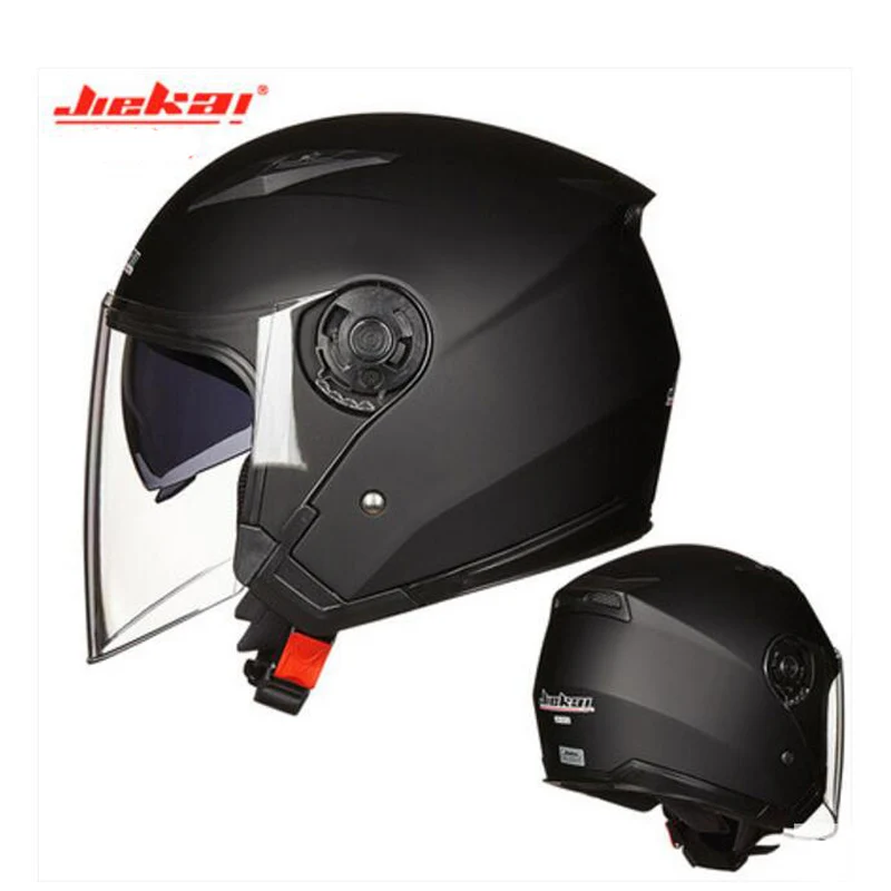 JIEKAI полулицевой мотоциклетный шлем с двойными линзами мотоциклетные шлемы из АБС-пластика с PC линзой козырек 9 цветов Размер M L XL XXL - Color: Dark grey